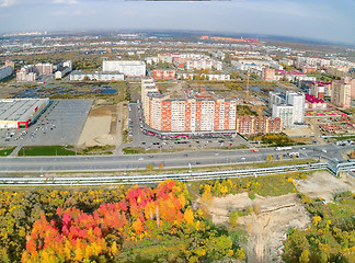 Image showing Aerial urban view on residential district at autumn