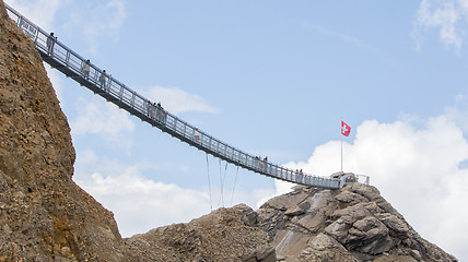 Image showing LES DIABLERETS, SWIZTERLAND - JULY 22: People walk at the Glacie