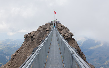 Image showing LES DIABLERETS, SWIZTERLAND - JULY 22: People walk at the Glacie