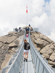 Image showing LES DIABLERETS, SWIZTERLAND - JULY 22: People walk at the Glacie