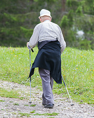 Image showing Senior hiker in mountains