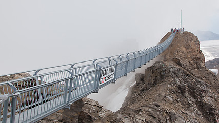 Image showing LES DIABLERETS, SWIZTERLAND - JULY 22: People walk at the Glacie