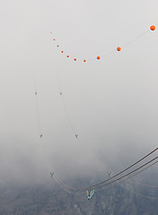 Image showing Funicular disappearing in clouds