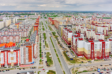 Image showing Bird eye view on Permyakova street. Tyumen. Russia