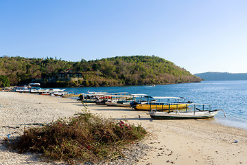 Image showing Small boats on nusa penida beach, Bali Indonesia