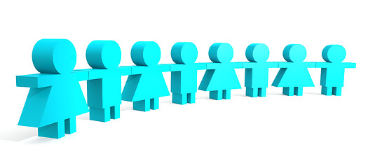 Image showing Blue people in a line