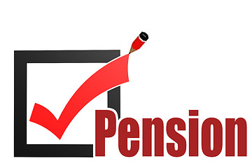 Image showing Check mark with pension word