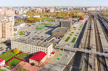 Image showing Aerial view onto railway station. Tyumen. Russia