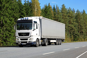 Image showing White MAN TGX 18.440 Semi Truck on the Road