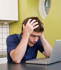 Image showing Worried at Computer