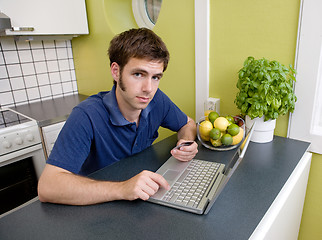 Image showing Shopping at Home in Kitchen