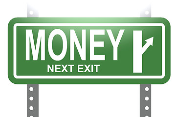 Image showing Money green sign board isolated