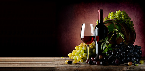 Image showing Vine of grape with wine