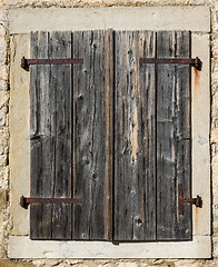 Image showing old window with shutters