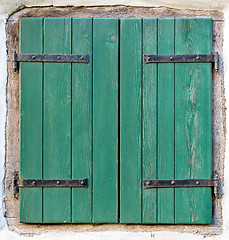 Image showing old window with  wooden shutters