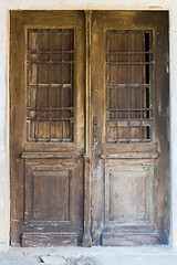 Image showing old brown ragged shabby wooden door