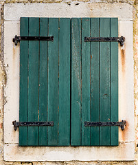 Image showing old window with shutters