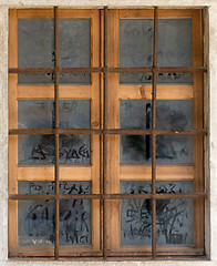 Image showing old window with metal bars