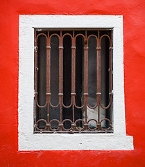 Image showing old window with metal bars 