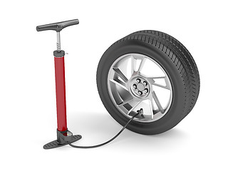 Image showing Pump and car tire