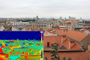 Image showing Infrared and real image panorama of Zagreb