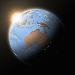 Image showing Sun over Australia on planet Earth