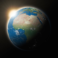 Image showing Sun over Africa on planet Earth