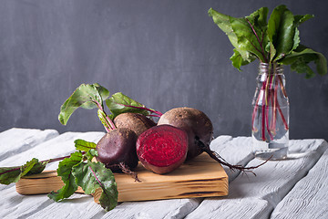 Image showing Beetroots rustic wooden table 