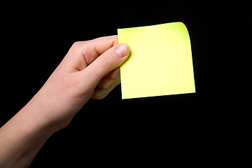 Image showing Holding a Sticky Note