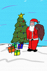 Image showing Santa Drawing