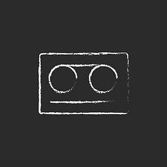 Image showing Cassette tape icon drawn in chalk.