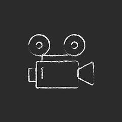 Image showing Video camera icon drawn in chalk.