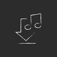 Image showing Download music icon drawn in chalk.