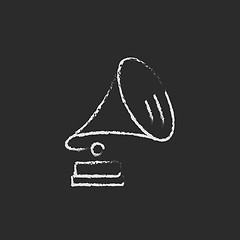 Image showing Gramophone icon drawn in chalk.