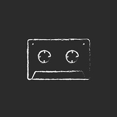 Image showing Cassette tape icon drawn in chalk.