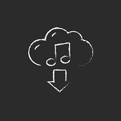 Image showing Download music icon drawn in chalk.