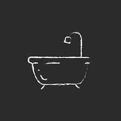 Image showing Bathtub with shower icon drawn in chalk.