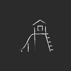 Image showing Playhouse with slide icon drawn in chalk.