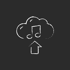 Image showing Upload music icon drawn in chalk.