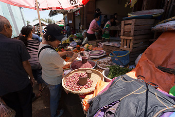 Image showing Traditional Marketplace with local fruit in Tomohon City