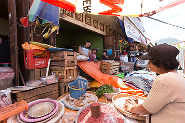 Image showing Traditional Marketplace with local fruit in Tomohon City