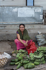 Image showing Hindu peoples at the traditional street market, Bali