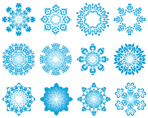 Image showing Twelve Circle Snowflakes