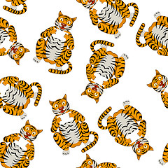 Image showing Seamless Funny Cartoon Tiger 