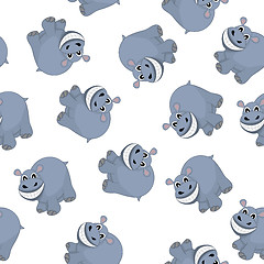 Image showing Samless Funny Cartoon Hippo 