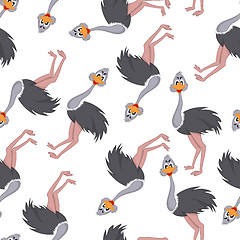 Image showing Seamless Funny Cartoon Ostrich