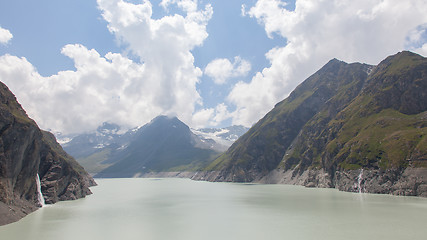 Image showing The green waters of Lake Dix - Dam Grand Dixence - Switzerland