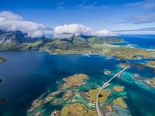 Image showing Bridges on Lofoten from air