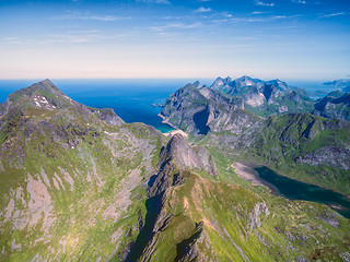 Image showing Aerial view of Lofoten