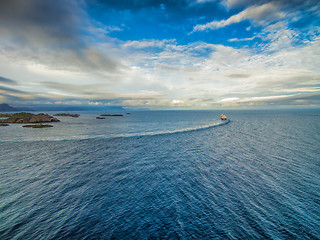 Image showing Norway coast with Hurtigruten